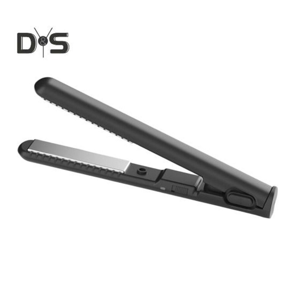 (black) USB Mini Curling Iron 2-In-1 Dual Purpose Curling Wand Flat Iron Hair Straightener Curler Fast Heating Portable Travel Women Short Long Hair Styling
