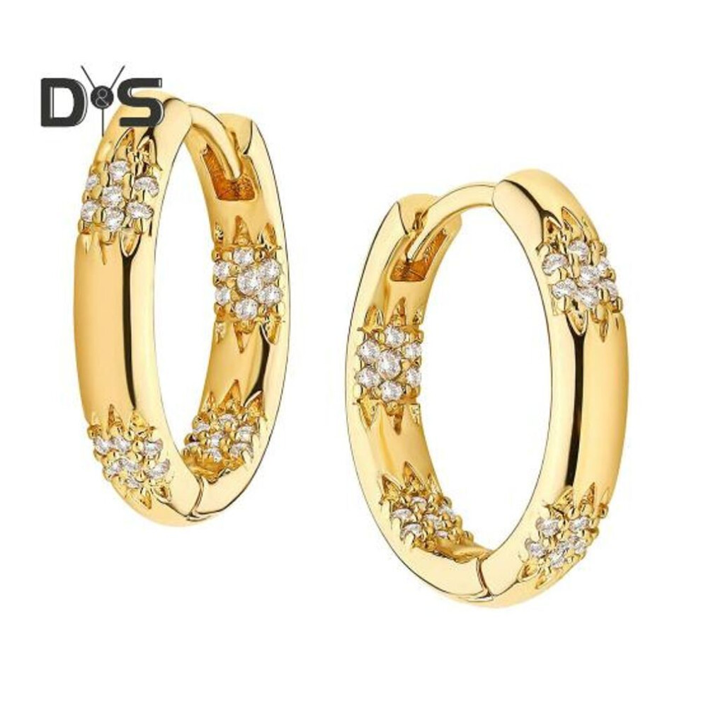 (golden) 1 Pair Women Huggie Earrings Polished Cubic Zirconia Small Ear Hoop Lightweight Metal Ear Jewelry for Daily Wear Dating Party