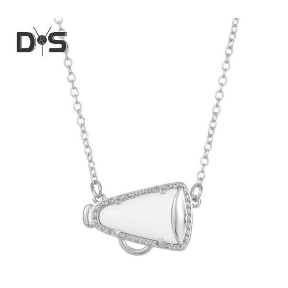 (silver) Cheerleading Necklace For Women Horn Cheer Pendant Necklace Cheerleader Jewelry Gift For Mom Teen Girls
