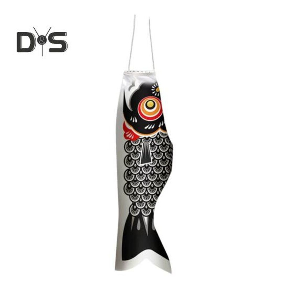 (black, S) Japanese Carp Windsock Outdoor Hanging Fish Flag Kite Koinobori Windsock For Sushi Bar Restaurant Garden Deck Decor