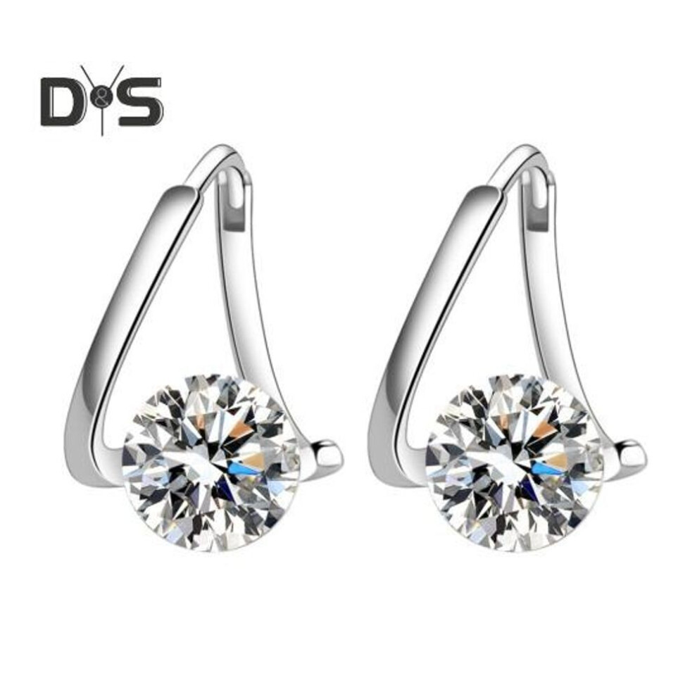 (silver) 1 Pair Women Hanging Earrings Cubic Zirconia Polished Copper Irregular Huggie Earrings Electroplated Stud Earrings For Party Dating Prom