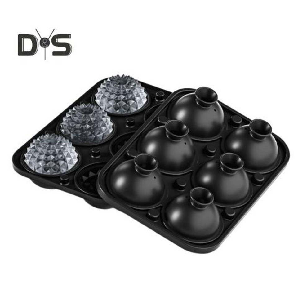 (as the picture, A) Large Ice Cube Tray Sphere Ice Cube Mold Slow Melting 6 Cavity Ice Cubes Maker for Cocktails Whiskey
