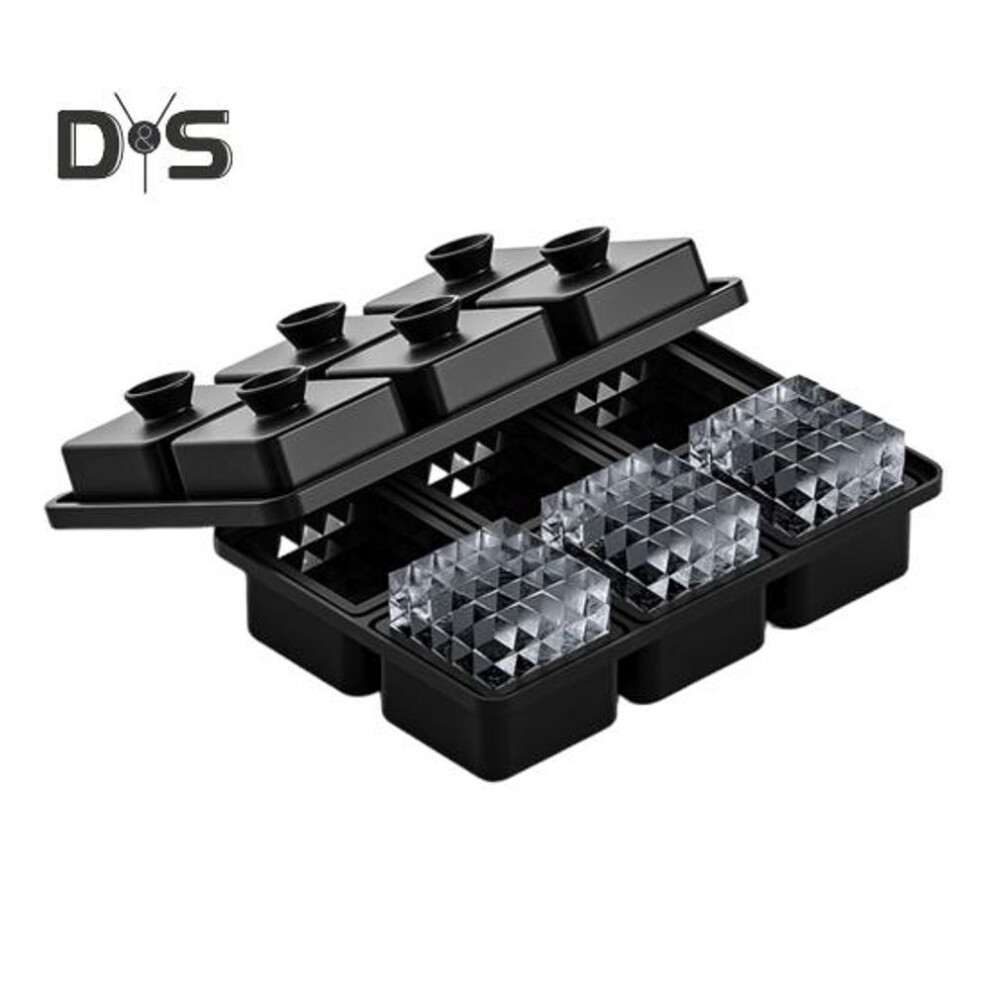 (as the picture, B) Large Ice Cube Tray Sphere Ice Cube Mold Slow Melting 6 Cavity Ice Cubes Maker for Cocktails Whiskey