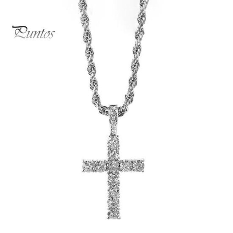 (silver) Men Necklace Sparkling Rhinestones Pendant Sweater Chain Hip Hop Style Titanium Steel Charm Necklace Jewelry Gift