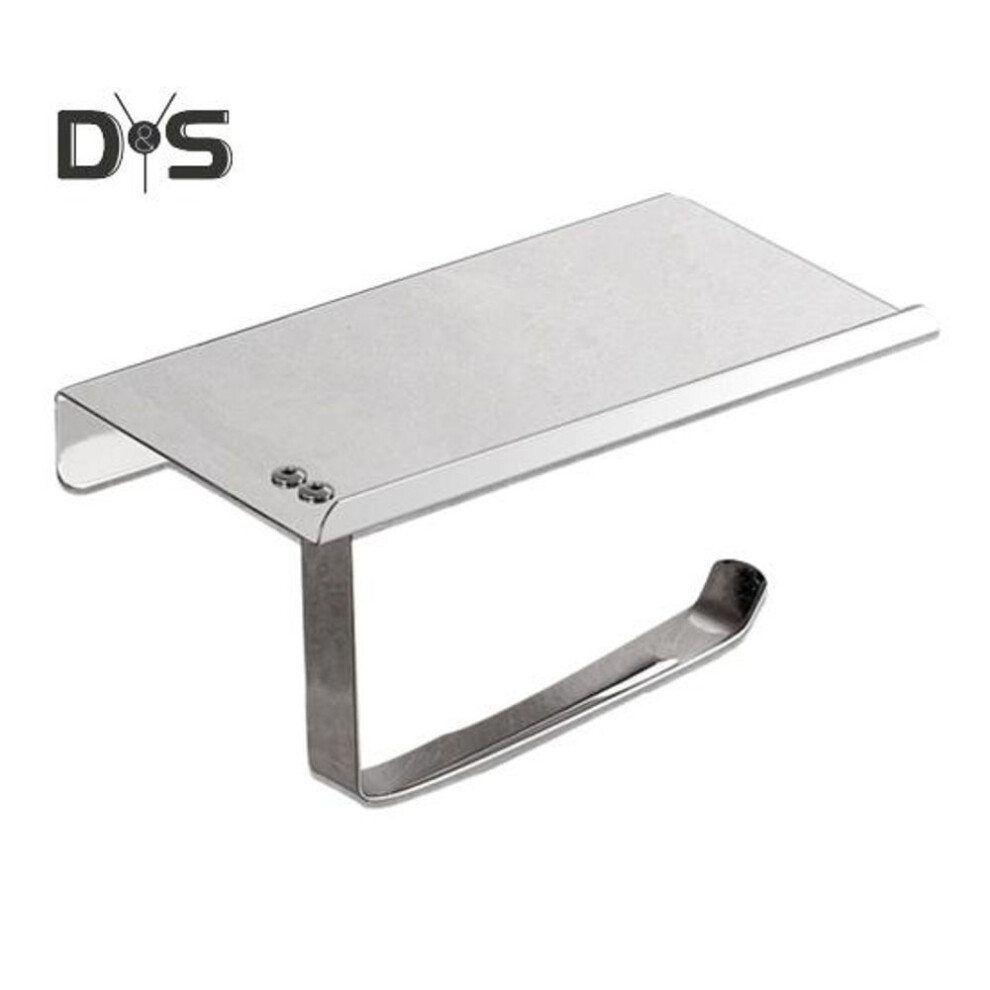 (silver) Toilet Paper Holder With Shelf Stainless Steel Bathroom Tissue Holder Wall Mount Screw Waterproof Rust-proof Phone Shelf Perfume Holder