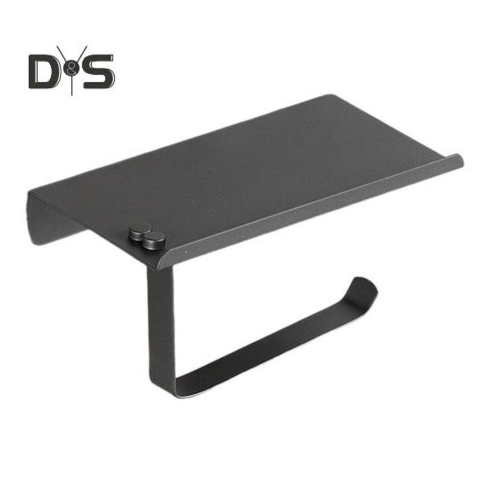 (grey) Toilet Paper Holder With Shelf Stainless Steel Bathroom Tissue Holder Wall Mount Screw Waterproof Rust-proof Phone Shelf Perfume Holder