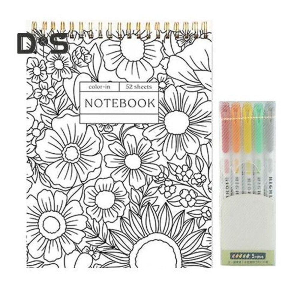(as the picture, E) Color-in Spiral Notebook And Daily Planner Meeting Notes Coloring Book Floral Journal Schedule Organizer For Task Management To-do List Checklist