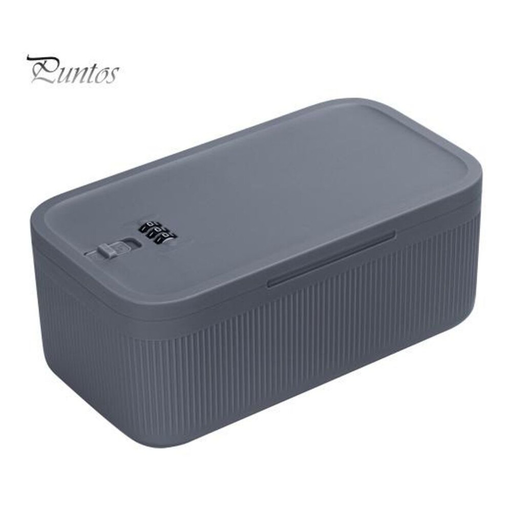 (grey,blue) Lockable Storage Box Large Capacity Easy to Setup Multipurpose Mini Locking Pill Organizer Storage Box with Password