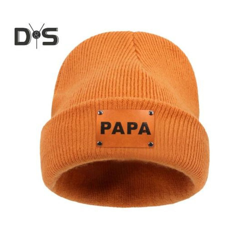 (as the picture, B) Winter Knitted Hat Thickened Solid Color Father Mother Beanie Hip Hop Style High Elasticity Newborn Hat Cold-proof Daily Cold Weather Headwear