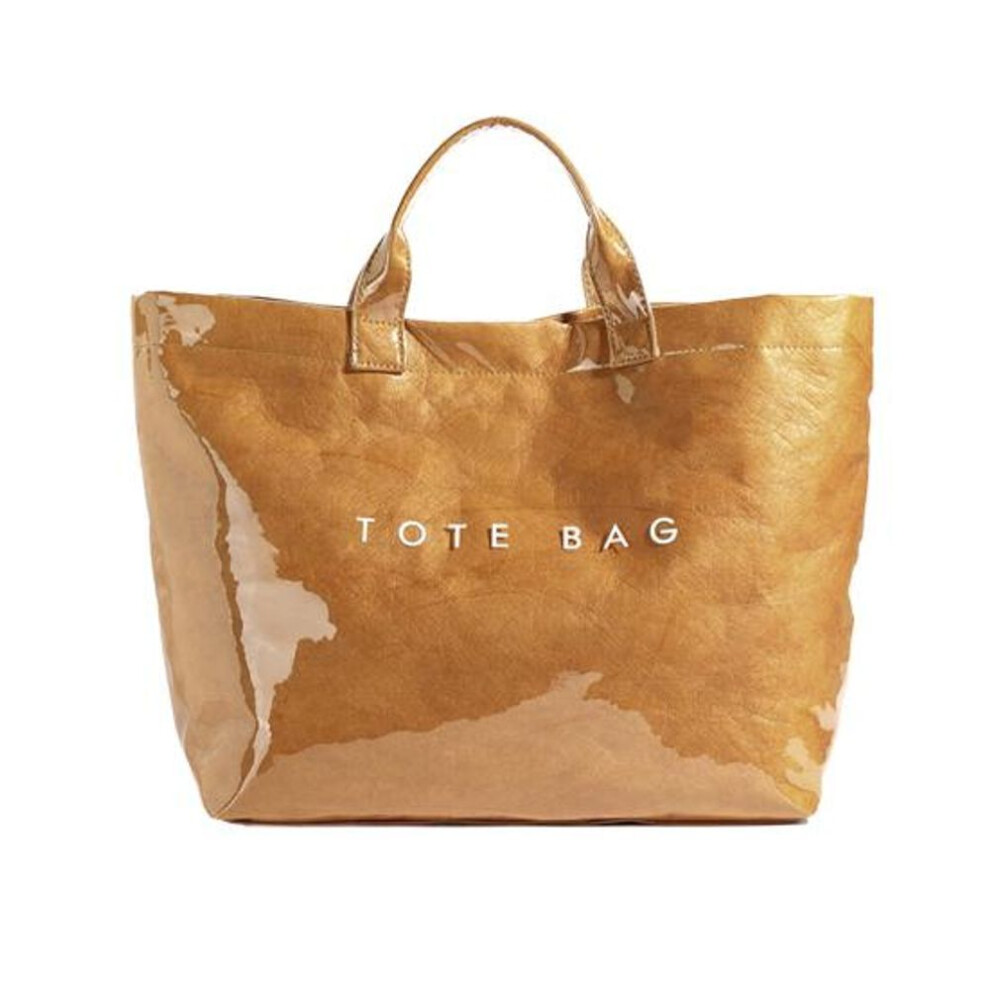 (khaki) Women Handbag Waterproof Vintage Style Letter Printing Tote Bag 14.5L Large Capacity Transparent Shoulder Bag for Laptop Book Clothes