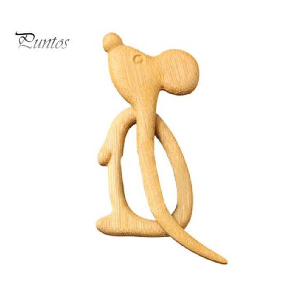 (as the picture, Rat) Wooden Animal Brooch Smooth Surface Sweaters Scarves Pins Mouse Crab Puppy Rabbit Shape Shawl Badge Versatile Knitwear Accessory