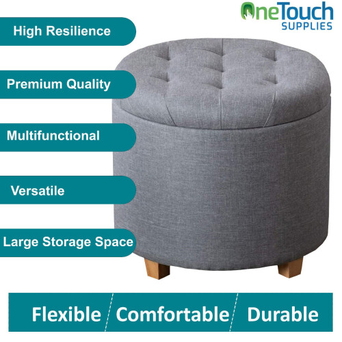Ottoman Storage Pouffe Seat ROUND Stool 1