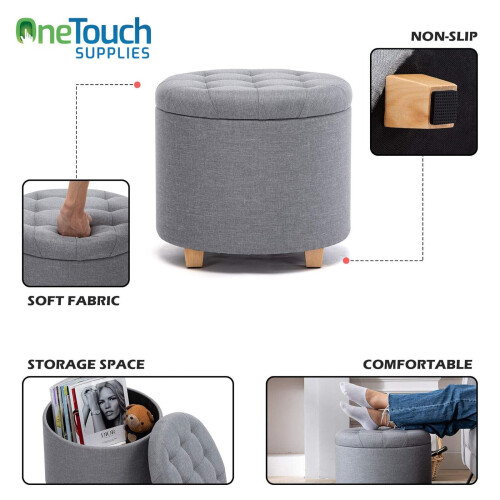 Ottoman Storage Pouffe Seat ROUND Stool 2