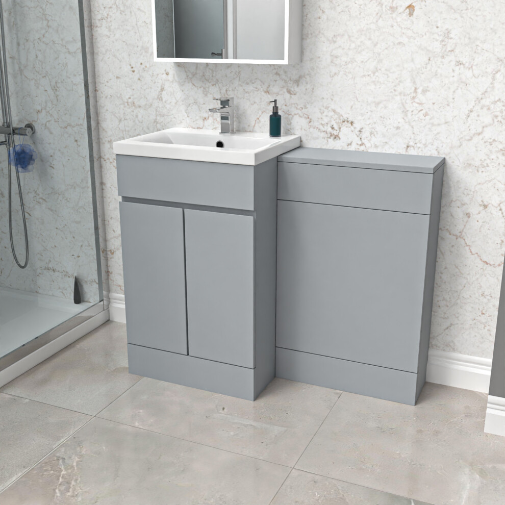 Nes Home Matte Grey Freestanding PVC 500mm 2 Doors Vanity & WC Unit