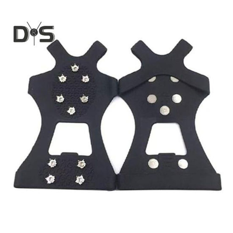 (as the picture, L) 1 Pair Shoes Crampons With 10 Steel Teeth Non-slip Rubber Shoes Spikes Snow Traction Ice Cleat Outdoor Walking Climbing Hiking Winter Boots Grippers