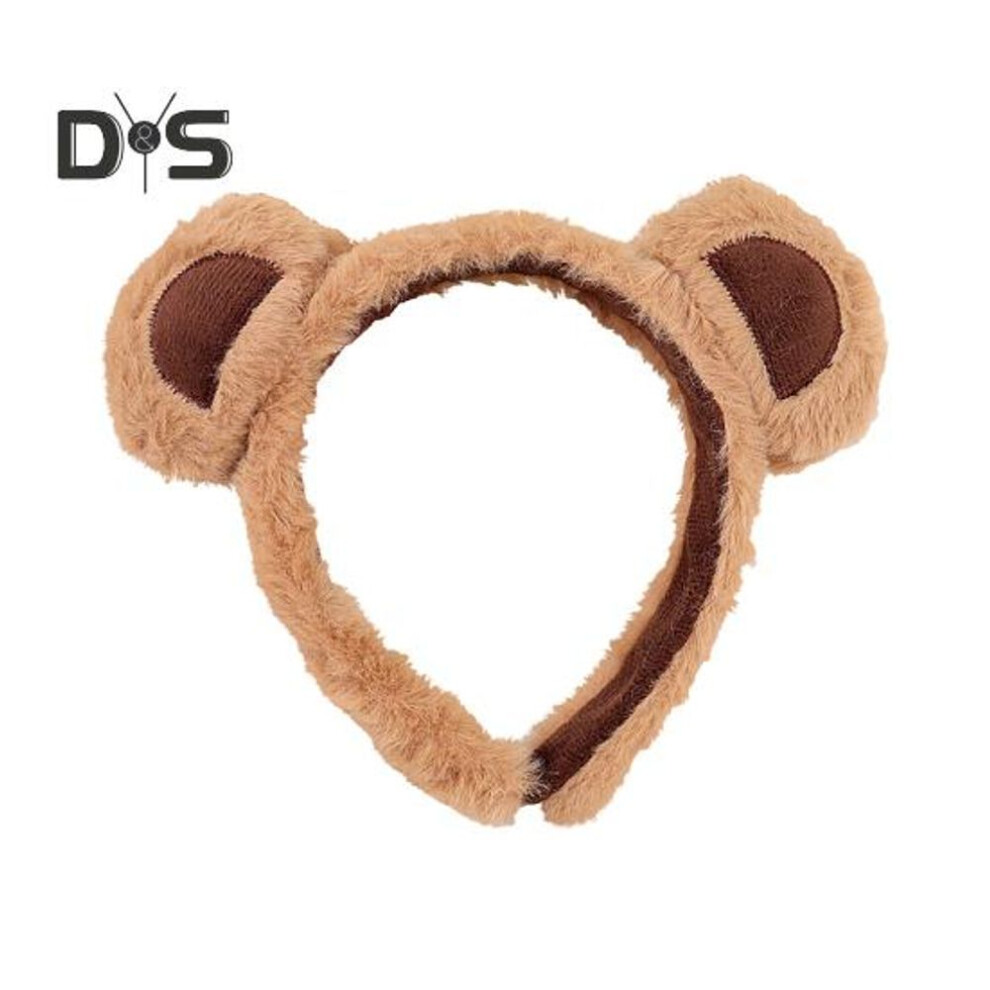 (khaki, 1pc) 1/2/3Pcs Bear Ear Decor Headband Decorative Animal Hair Hoop Cartoon Hairband Baby Hair Accessories Girls Party Props