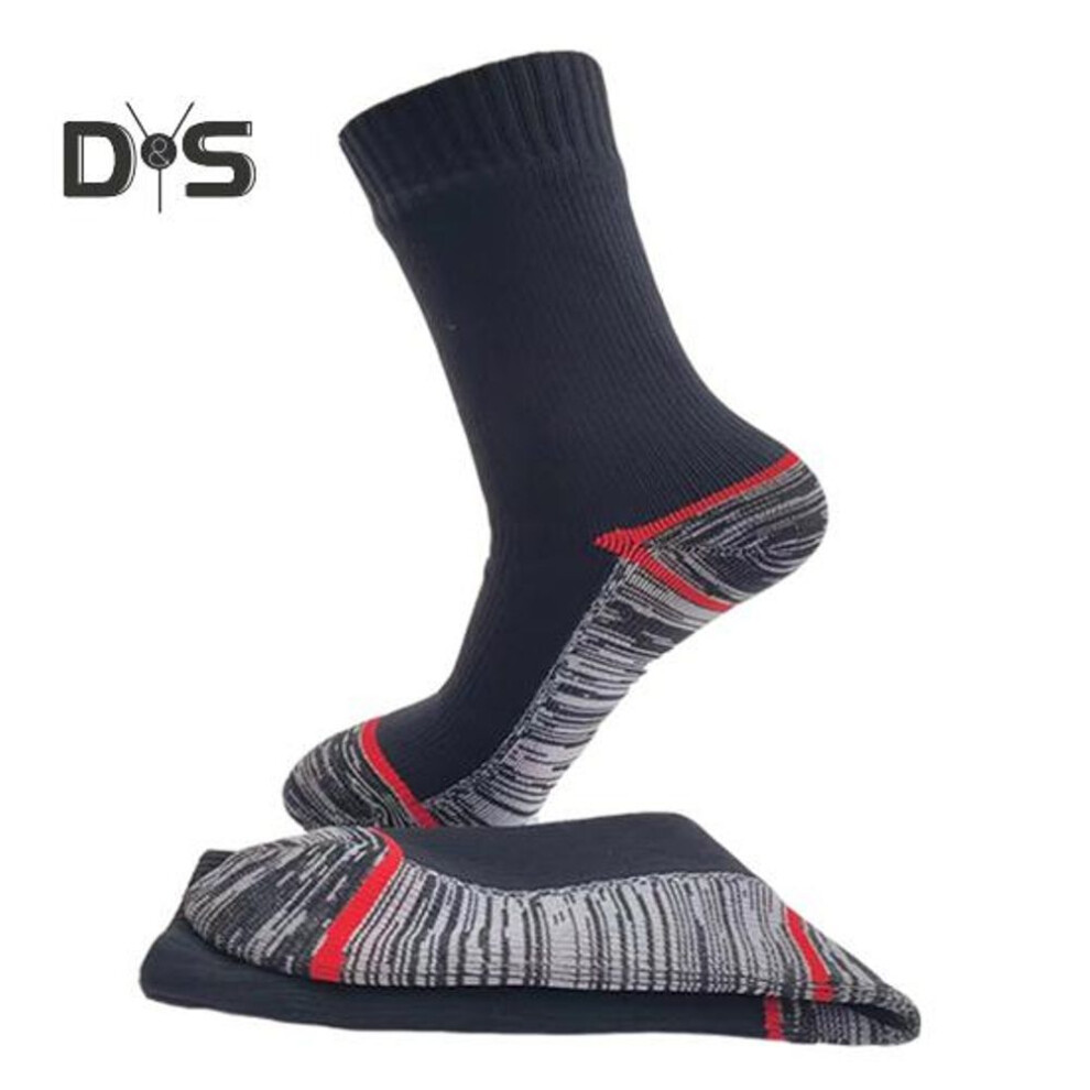 (black gray, L) 1 Pair Waterproof Socks 3-layer Breathable Moisture-wicking Men Women Outdoor Winter Hiking Camping Skiing Wading Fishing Compression Socks