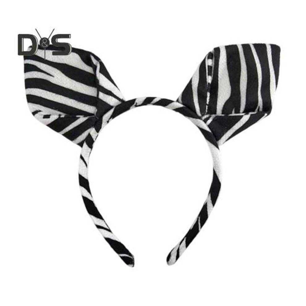 (as the picture, B) Zebra Ears Headband Cartoon Animal Hairband Stage Stripes Headband Comfortable Fit Kids Cosplay Headgear Photography Props