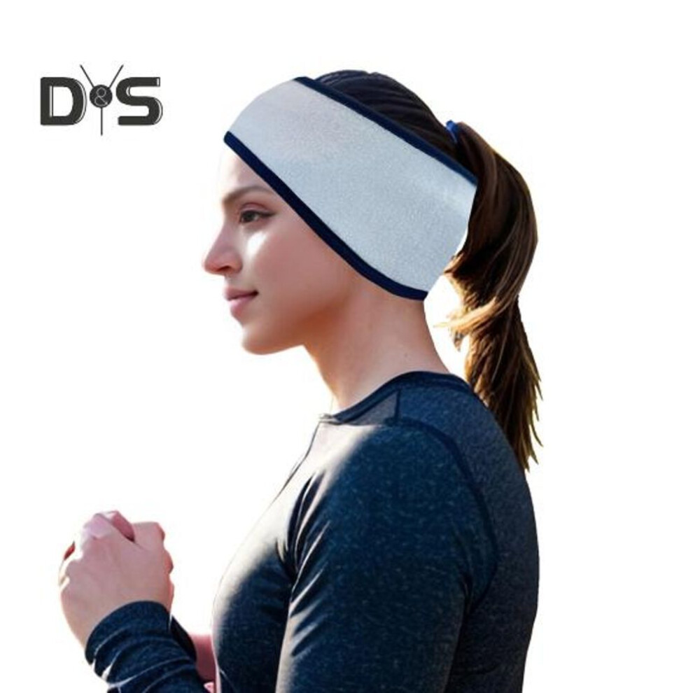 (white) Ponytail Headband For Jogging Winter Polar Fleece Earmuffs Anti-slip Ear Protection High Elasticity Running Headband Outdoor Travel Accessory