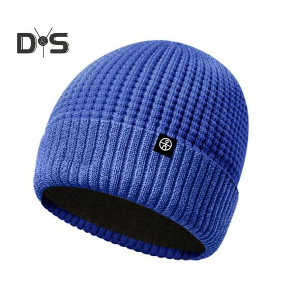 (royal blue) Knitted Reflective Hat Windproof High Elasticity Dome Hip Hop Street Style Night Jogging Warning Cap Winter Keep Warm Headwear for Unisex Runners