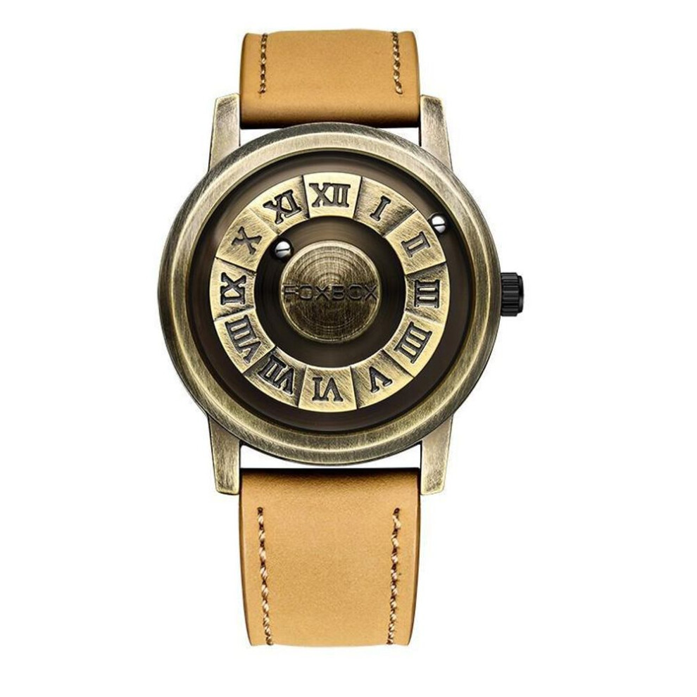 (brown, bronze) Cool Magnetic Suspension Men's Watch: Black Tech-inspired, Creative Frameless Design, Quartz Movement, Unique Personality.