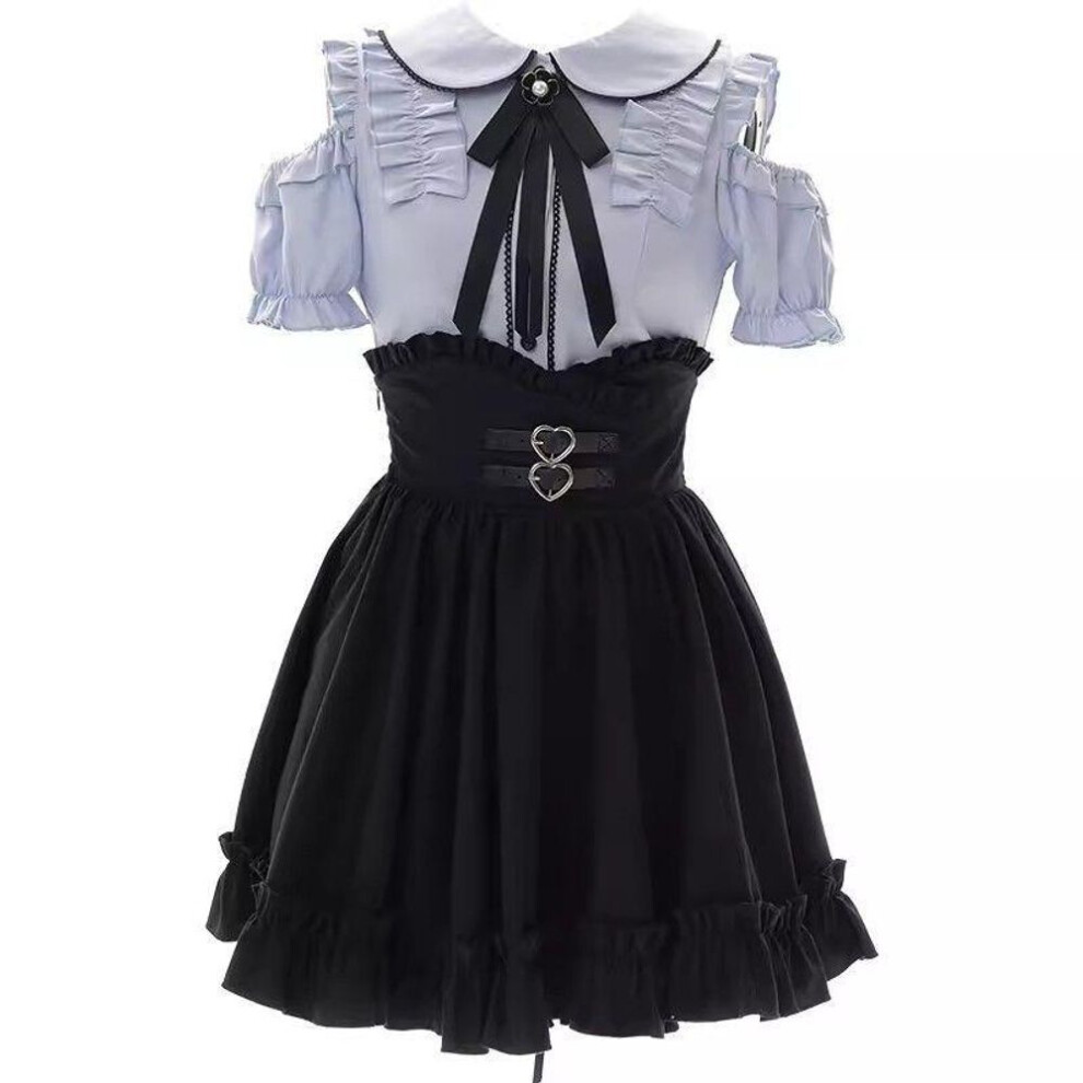 (M, blue) Spring Short Skirt Vintage Gothic Ruffled Mini Skirts Lolita Harajuku Ball Gown Aesthetic Pleated Cake