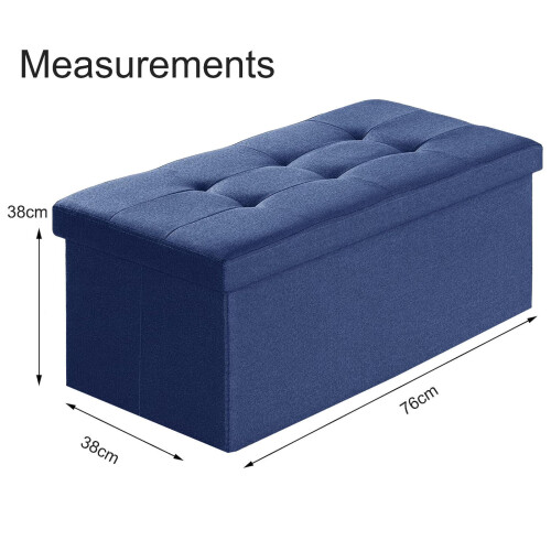 Ottoman Storage Heavy Duty Foot stool Strong Folding Storage Cube 76cm Toys Box 2