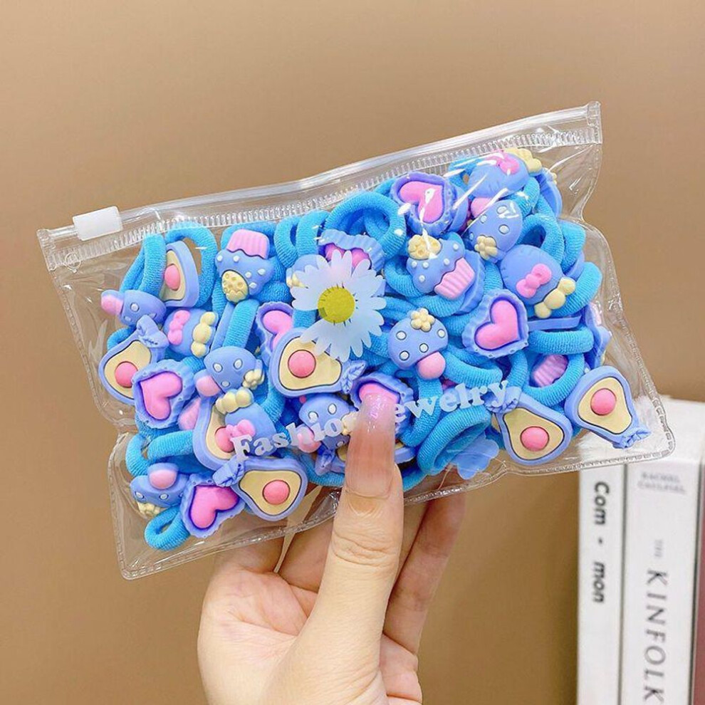 (blue, series, 20 pieces) Soft Children's Hair Elastic Bands - No Damage Baby Hair Ties & Headbands
