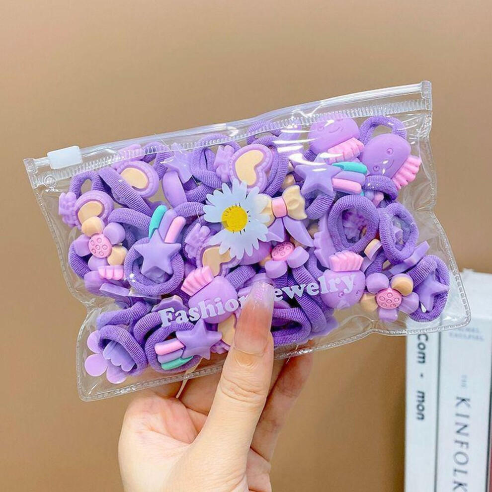 (purple, series, 20 pieces) Soft Children's Hair Elastic Bands - No Damage Baby Hair Ties & Headbands