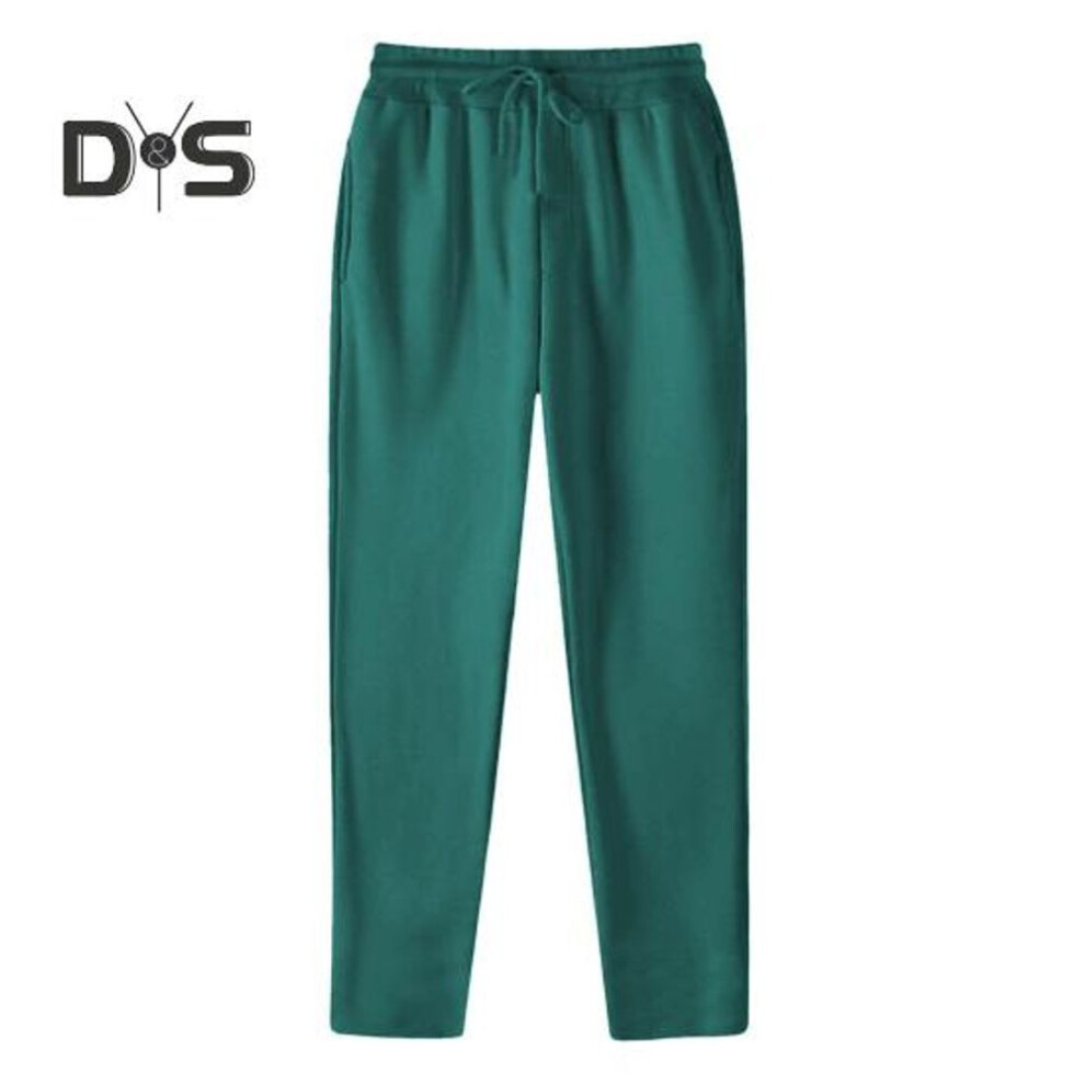 (dark green, XXXL) Unisex Spring Fall Pants With Side Pockets Elastic Waist Straight Wide Leg Sweatpants Slacks Solid Color Loose Street Style Sport Trousers