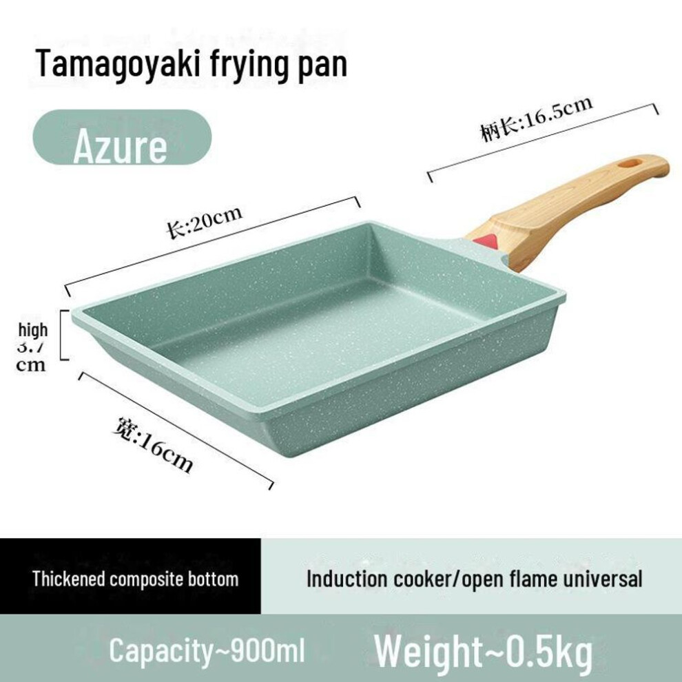(green, thick aluminum) Japanese-style Non-stick Tamagoyaki Frying Pan - Mini Square Maifan Stone For Thick Egg Recipes And Breakfasts