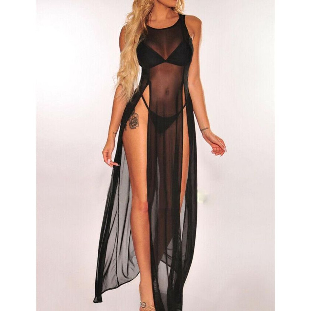 (XL, black) SMR9240 Sexy European & American Summer Fashion Multi-Color Mesh Beach Skirt