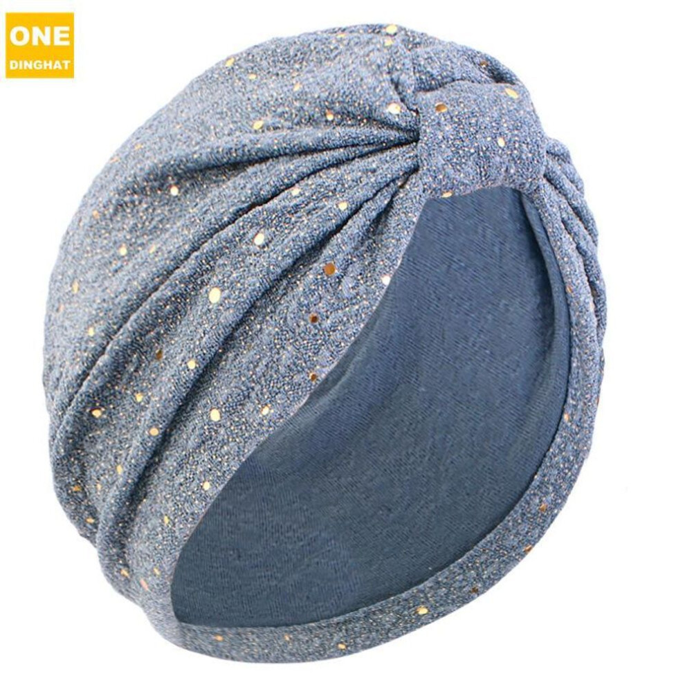 (gray, M（56-58cm）) Hat Ladies Sequin Wrinkled Cloth Knotted Headscarf Hat, Ethnic Baotou Cloth Hat, Chemotherapy Hat Jdt-433e