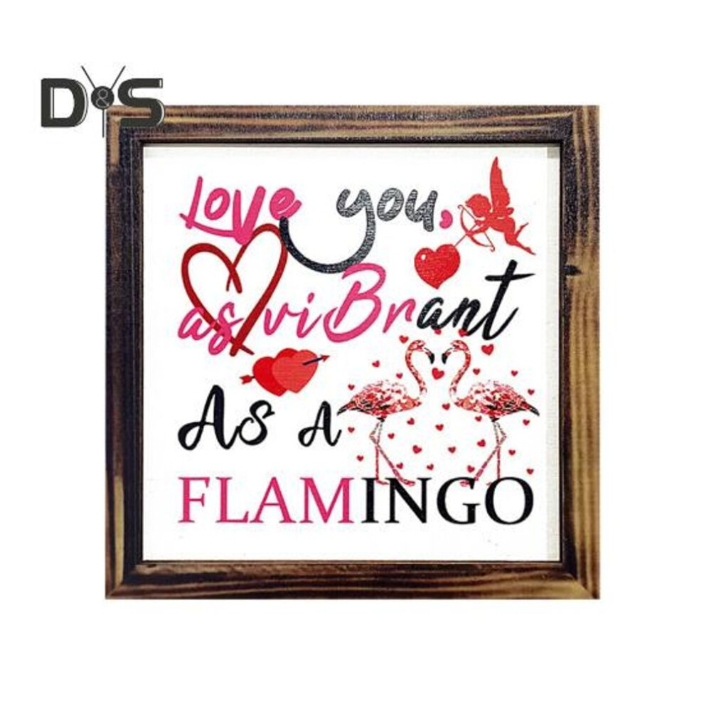 (as the picture, One Size F) Valentine's Day Wood Sign Romantic Standing Desk Plaque with Frame Rustic Table Shelf Tiered Tray Decoration for Anniversary Party Supplies
