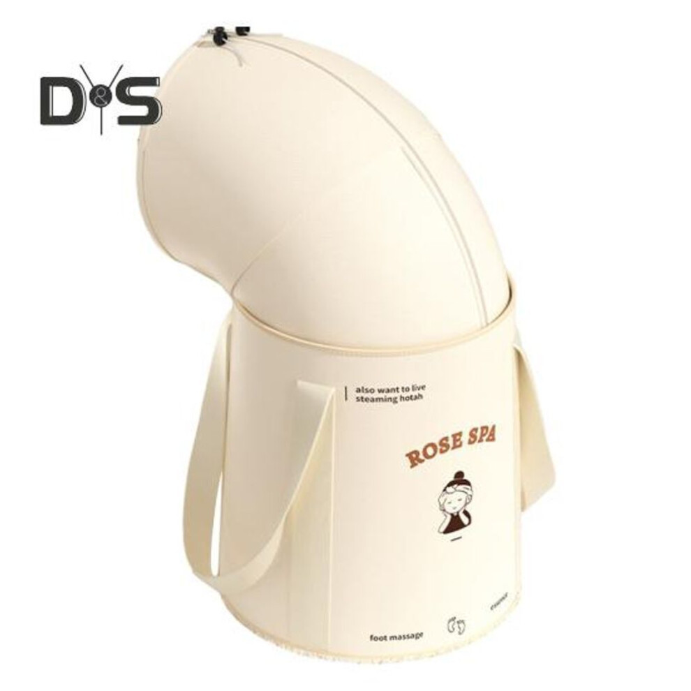 (beige) Collapsible Foot Bath Bucket with 5-Layer Insulation Portable Soaking Bag Hot Cold Baths Waterproof Design Foot Spa Bucket