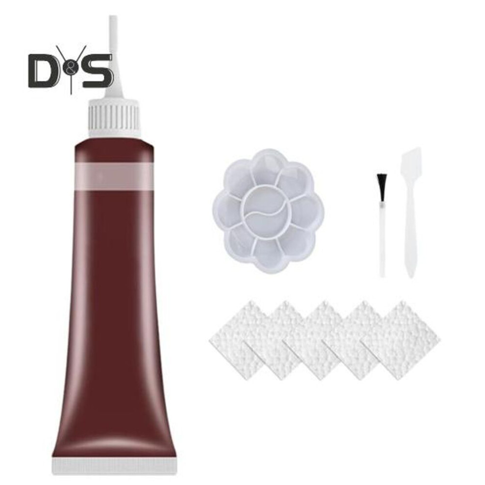 (as the picture, D) 20ml Faux Leather Repair Kit With Brush Scraper Palette Embossed Paper Faux Leather Car Seat Sofa Coloring Agent Faux Leather Refurbishment Dye Cream