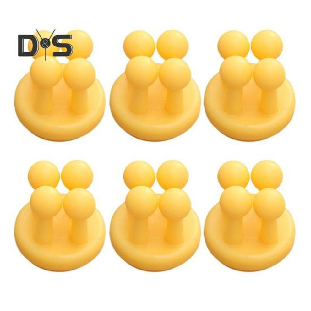 (yellow) 6Pcs Self-Adhesive Shower Razor Holder Storage Hooks Easy to Install Bathroom Wall Mounted Hooks Toothbrush Hangers