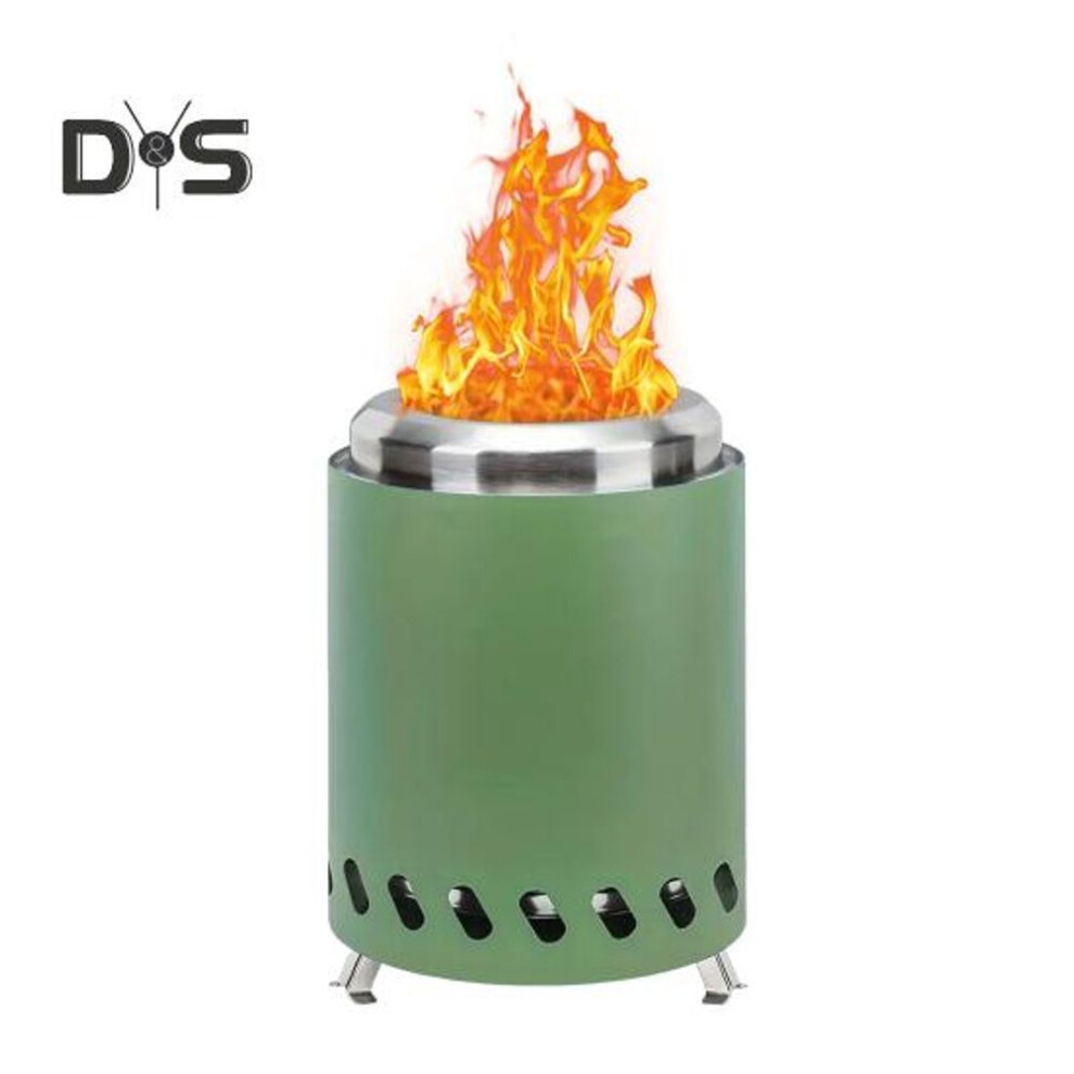 (green) Mini Firepit Smokeless Campfire Stove For Table Dual Fuel Pellet Burner Low Smoke Fireplace Stainless Steel Grates Portable Tabletop Firepit For