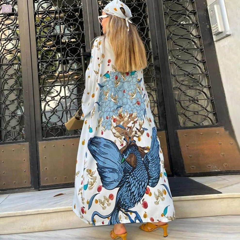 (One Size, light blue) European & American Style Women's Printed Sun Protection Cardigan: Beach Bikini Cover-up & Holiday Jacket