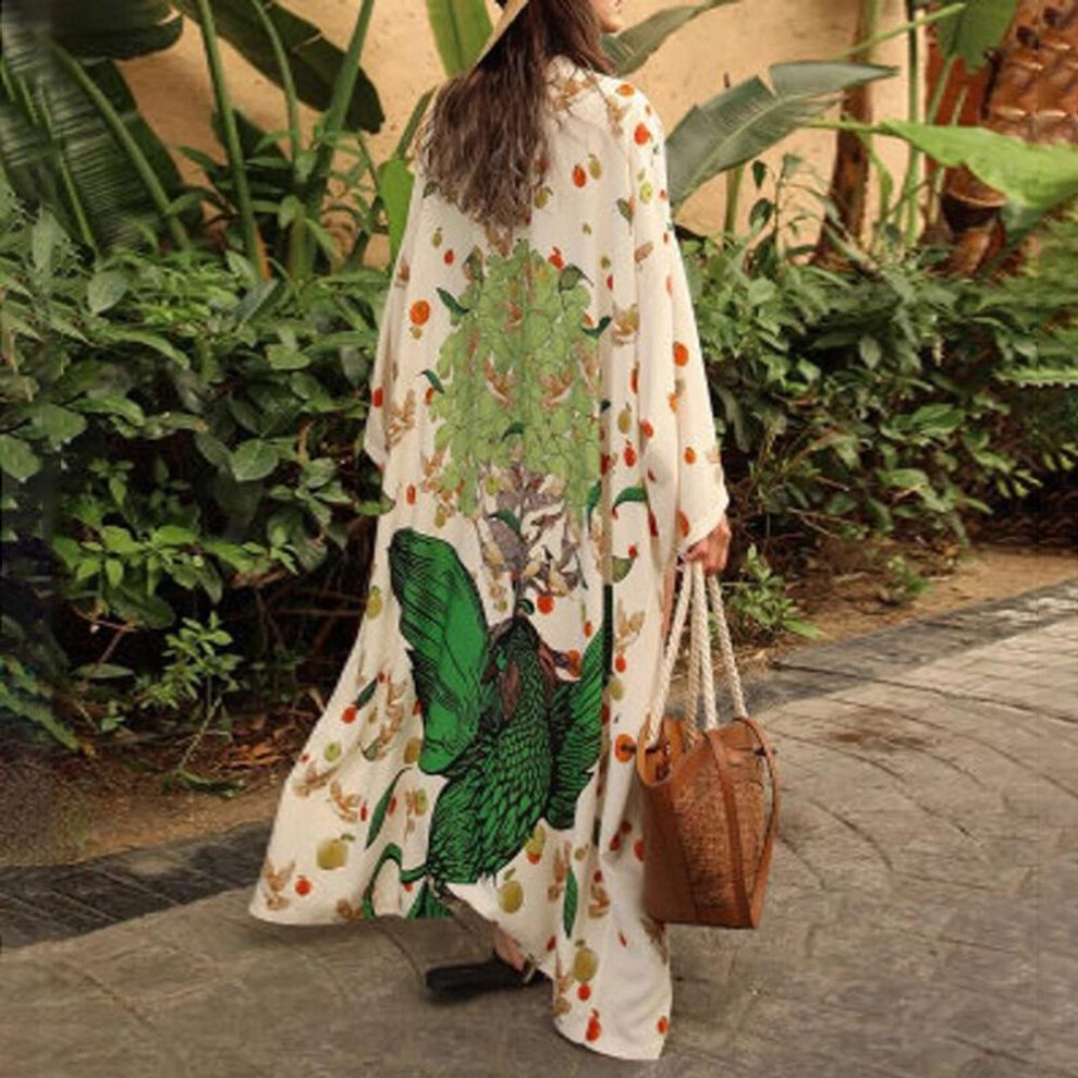 (One Size, off-white) European & American Style Women's Printed Sun Protection Cardigan: Beach Bikini Cover-up & Holiday Jacket