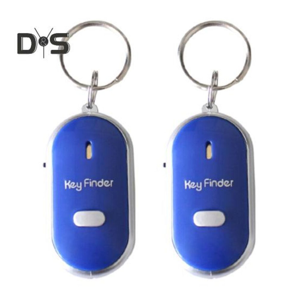 (blue) 2pcs Key Finder Keychain Whistle Remote Control Flashing Key Tracker Device Portable Waterproof Anti-lost Key Ring Holder