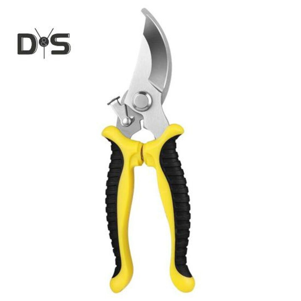 (yellow) Garden Pruning Shears Stainless Steel Gardening Shears Tree Branch Cutter Snips Sharp Scissors for Cutting Flower Hedge Stem