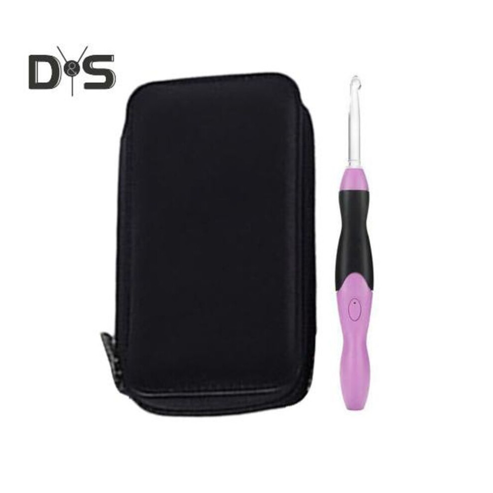 (purple) 1 Set Light-up Crochet Hook Kit With Storage Case Usb Rechargeable 2.5 Mm To 6.5mm 9 Sizes Diy Led Lighted Crochet Hook Crocheting Knitting