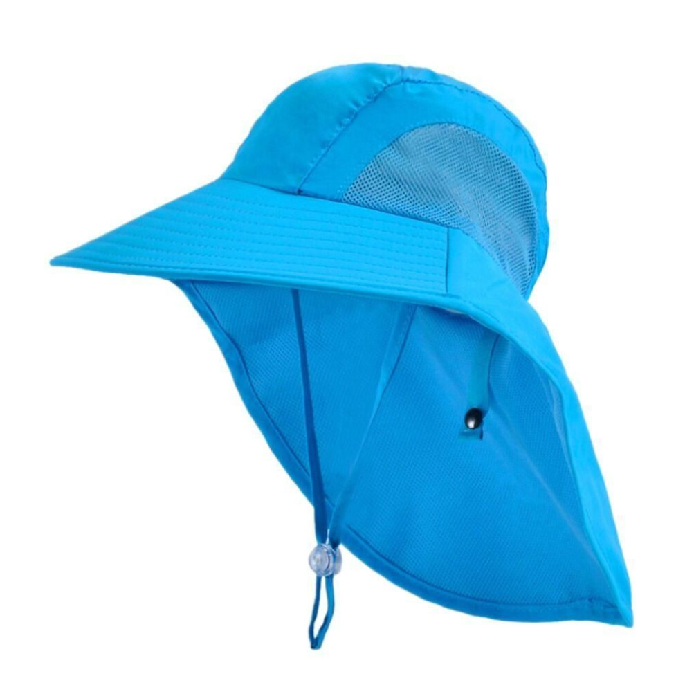 (blue) Sunscreen Beach Cap Boy Girl Sun Hat Wide Brim Cap Children Bucket Hats Uv Protection