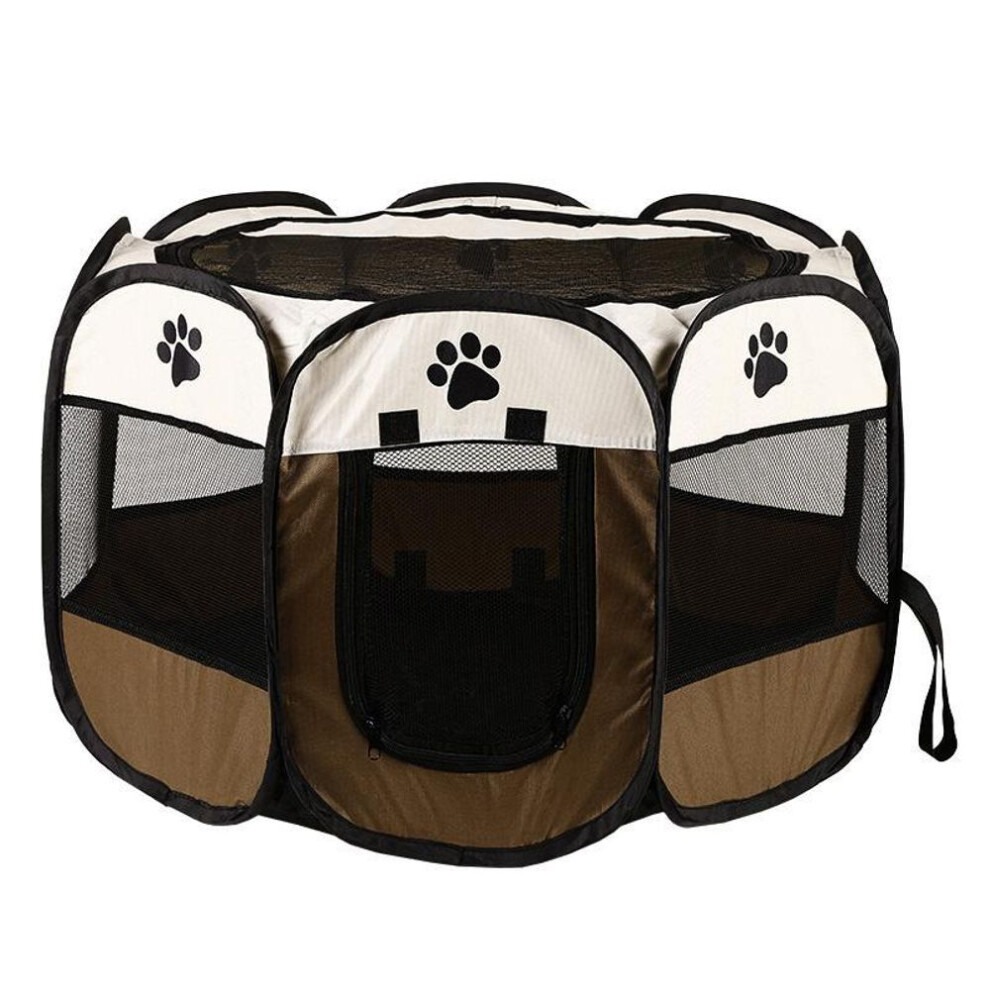 (coffee, S) 1pc Portable Home Supplies Dog House Waterproof Foldable Detachable Pet Playpen Washable Collapsible Oxford Cloth
