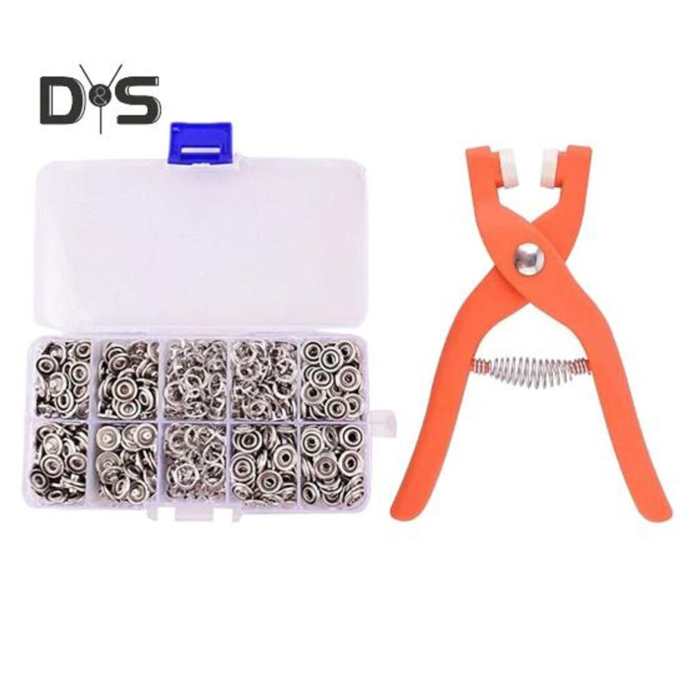 (as the picture, 100pcs) Metal Snaps Buttons With Fastener Pliers Press Tool Kit Ergonomic Design Easy To Use Sewing-free Fabric Snaps Clothing Snaps
