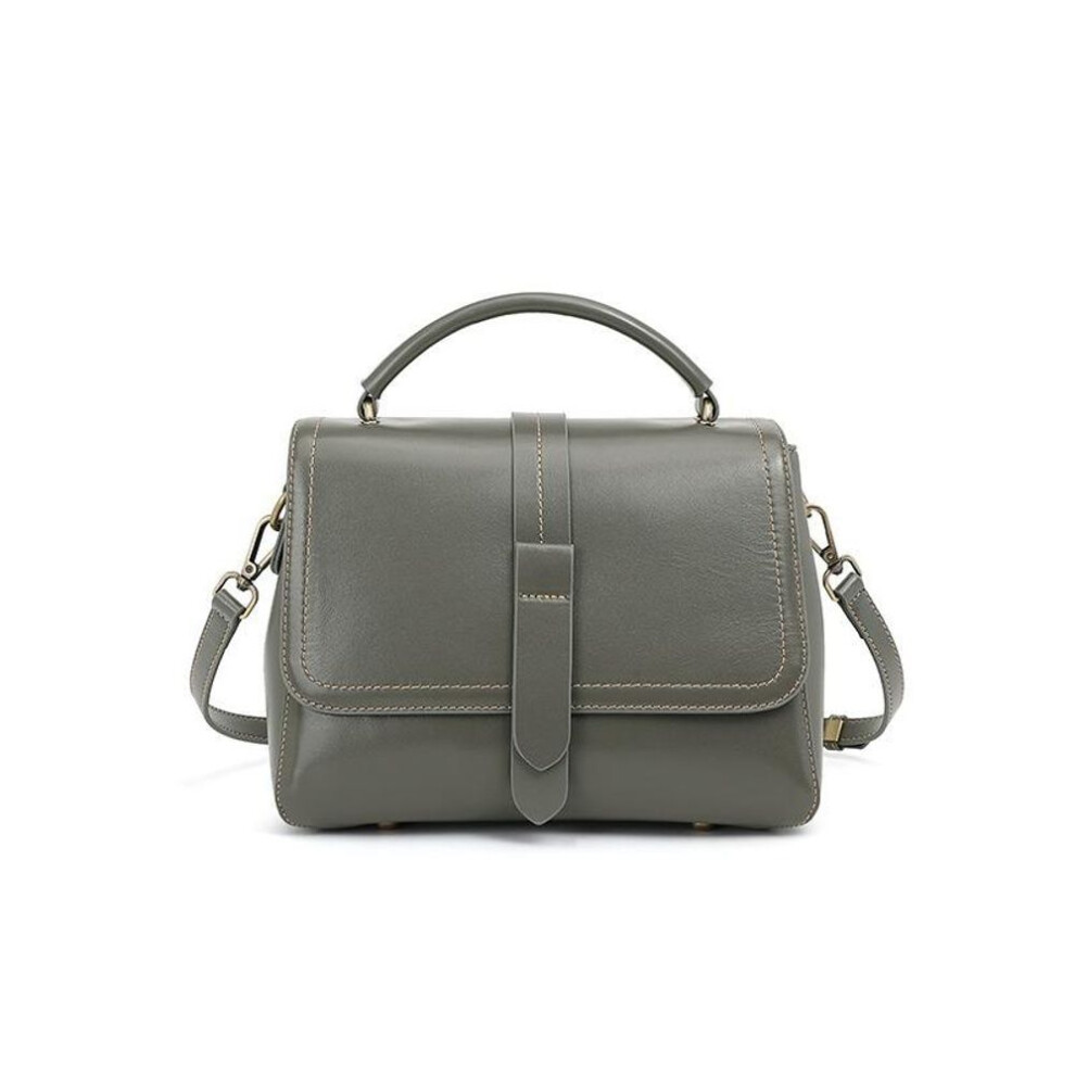 (grey) Fashionable First Layer Cowhide Vegetable Tanned Leather Hand Bill Shoulder Crossbody Bag for Women with Large Capacity