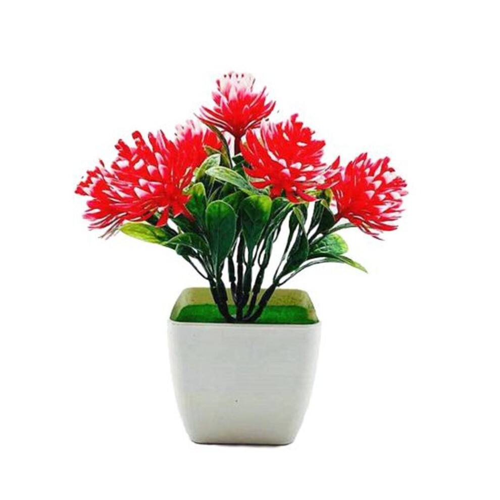 (red) Artificial Potted Flowers Wedding Arrangement Plastic Reception Desk Simulation Bonsai