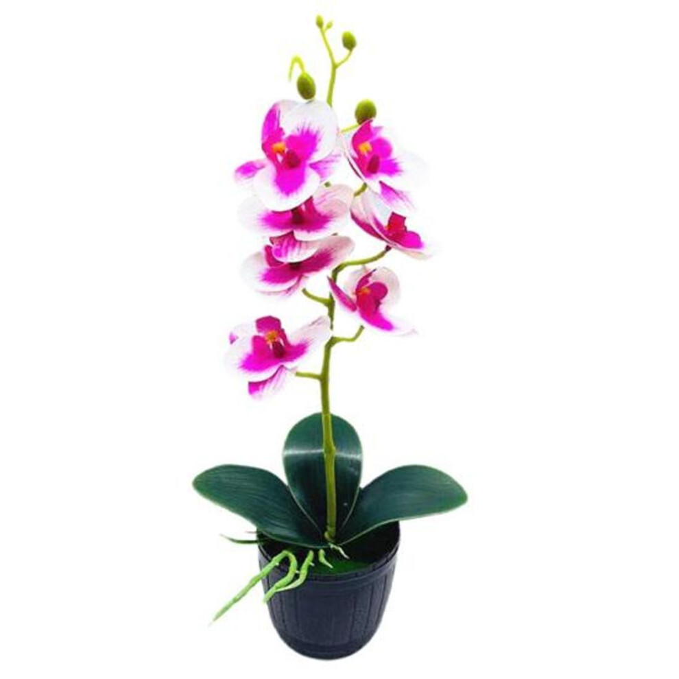 (purple,white) Artificial Orchid Flowers Pot Natural-looking Plastic Showcase Shelf Imitation Potted Plant Home Decor