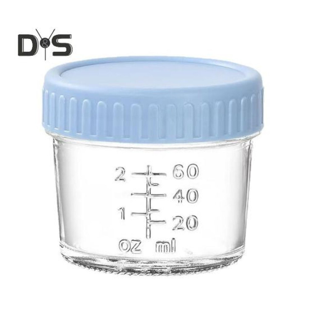 (blue) Glass Salad Dressing Container Leakproof 2 Oz Small Condiment Cups for Lunch Box Dipping Sauce with Lids Reusable Jam Bottle Housewarming Gifts